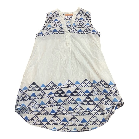 Oliphant 100% Gauzy Cotton Geometric Pattern V-neck Sleeveless Dress XL - Picture 1 of 5